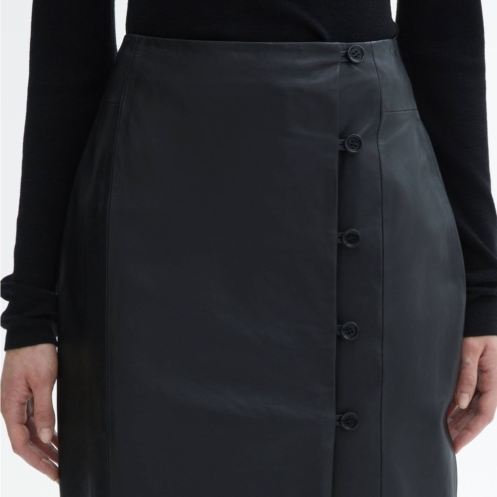Dagmar Leather Skirt Button Detail Midi Skirt Sz Us 2 Eu 32 — image 4 of 8